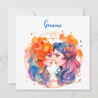 Convites Astrologia zodiac de Gemini em aquarela