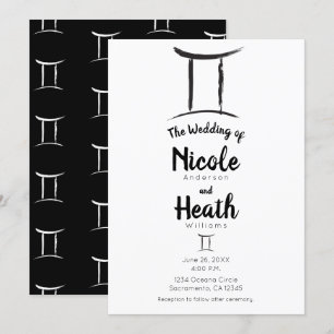 Convites Astrologia Zodíaco de GÊMEOS Casamento de Verão de