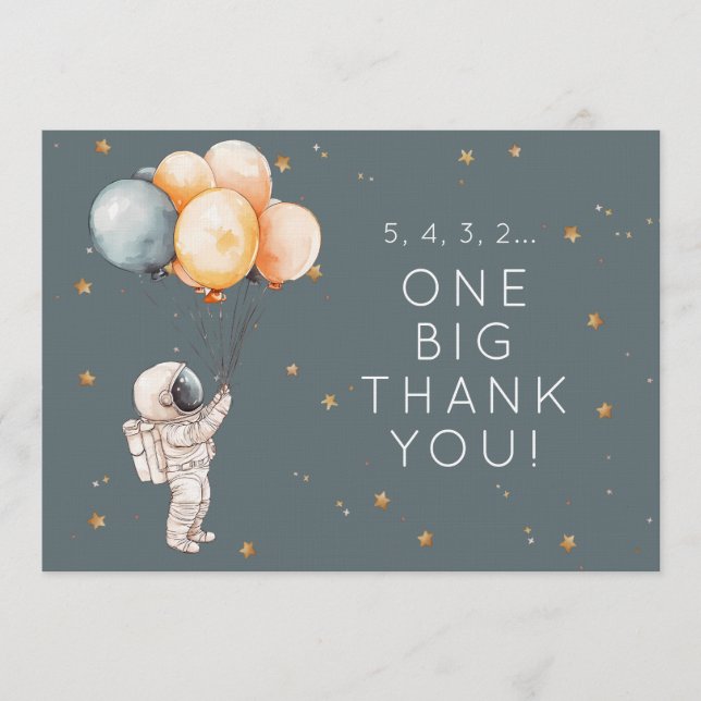 Convites Astronaut First Birthday Thank You Card (Frente)