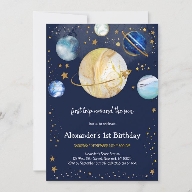 Convites Astronaut First Trip Around The Sun 1st Birthday (Frente)