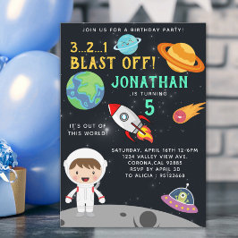 Convites Astronaut Space Birthday Boy Party - Blast Off 