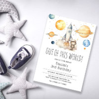 Astronauta aniversário de 3 anos do Foguete Exteri