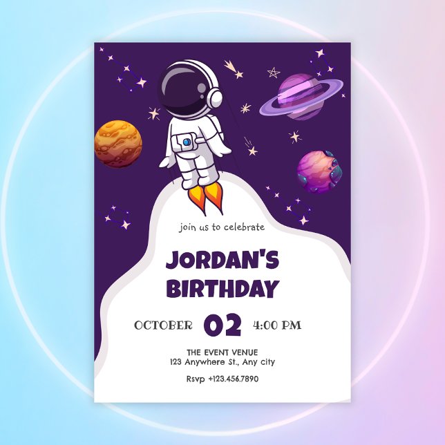 Convites Astronauta, aniversário espacial (Criador carregado)