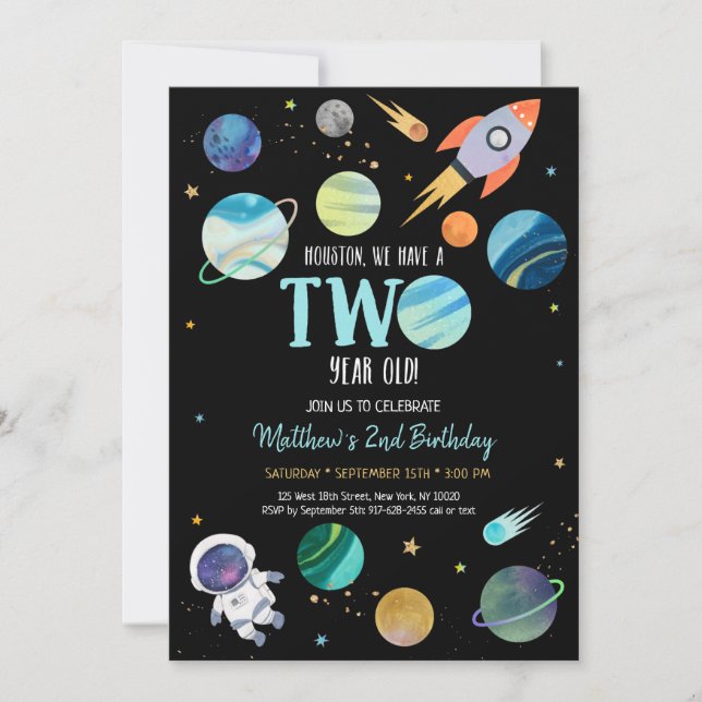 Convites Astronauta Azul no Segundo Aniversário do Espaço E (Frente)