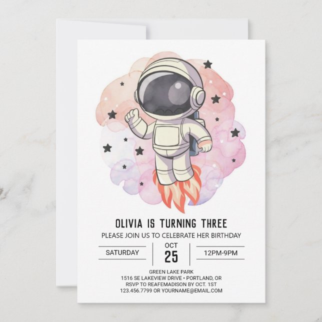 Convites Astronauta Bohemian Rocket Odissey Astronauta Astr (Frente)