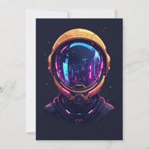 Convites Astronauta Cyberpunk Mecha Neon Guardião Espacial