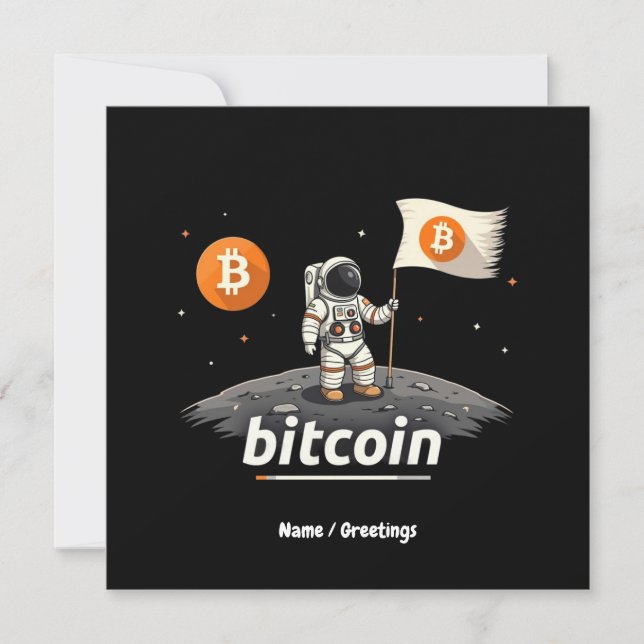 Convites Astronauta da Lua Crypto Bitamt Design BTC (Frente)