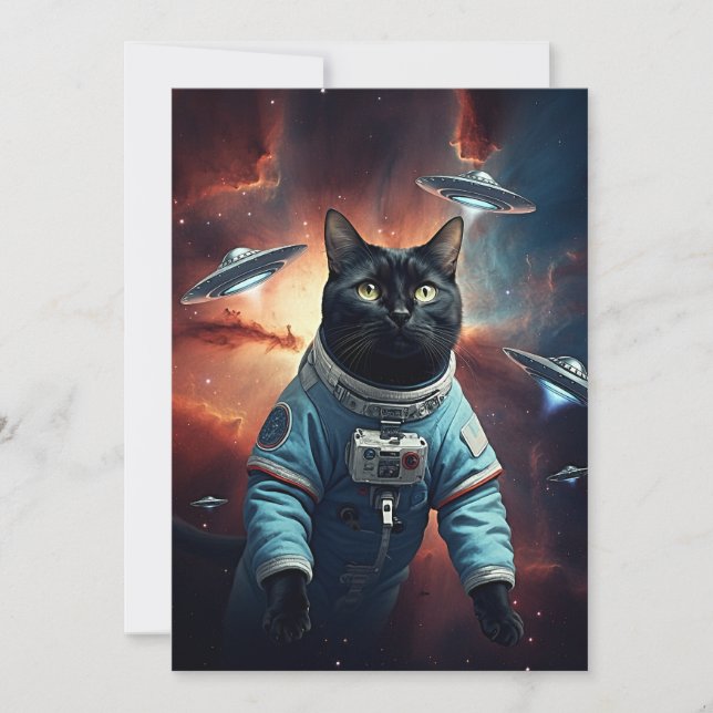 Convites Astronauta de Gatos Galácticos (Frente)