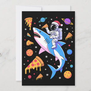 Convites Astronauta de Natal Pizza de Tubarão Espaço Planet