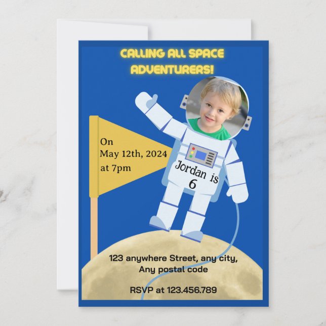 Convites Astronauta de pouso da lua (Frente)