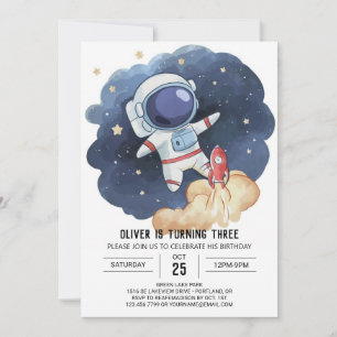 Convites Astronauta Digital do Watercolor Astronauta Digita
