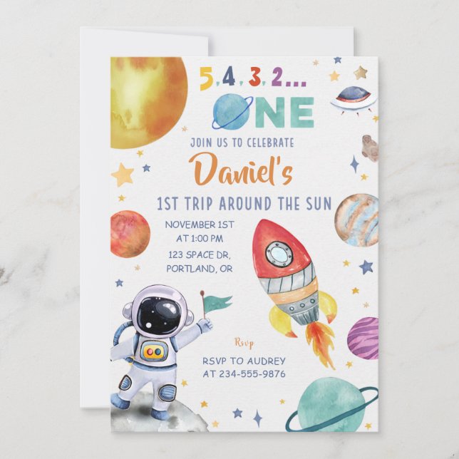 Convites Astronauta do Espaço Exterior 1ruas Trip Ao Redor  (Frente)