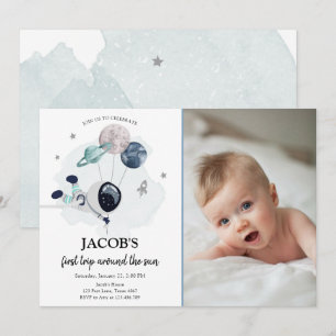 Convites Astronauta do Espaço Exterior Blue Boy Primeiro A