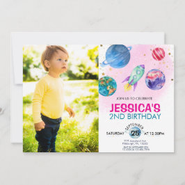 Convites Astronauta do Partido das Garotas Rosa Bonitas Ast