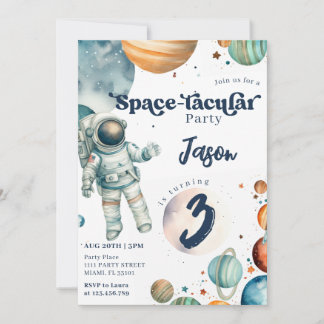 Convites Astronauta do Space Boy Blue Birthday