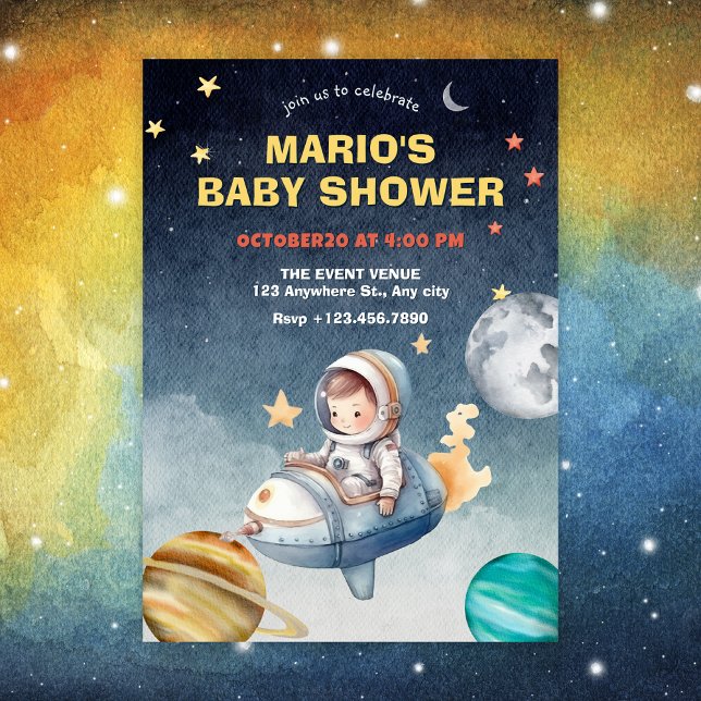Convites Astronauta e aniversário do espaço para jatos (Criador carregado)
