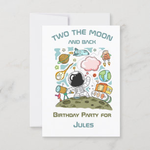 Convites Astronauta Espacial Dois Tema da Lua e do Partido 
