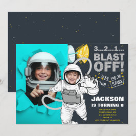 Convites Astronauta Espacial Exterior Foto Aniversário