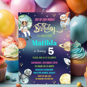 Convites Astronauta Espacial Exterior Planeta Rapariga Foto