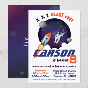 Convites Astronauta Espacial Fora deste Aniversário do Mun