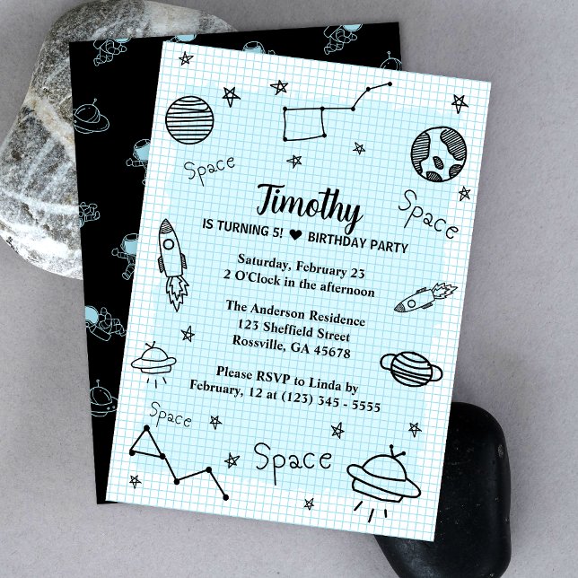 Convites Astronauta Espacial Infantil - Aniversário Bonito (Make your child's party unforgettable with our cute space and astronaut card. Get ready for liftoff!)