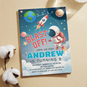 Convites Astronauta Explosão da Festa de aniversário Espaci