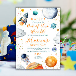 Convites Astronauta Fogueira Astronauta Exterior Aniversári