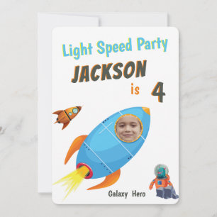 Convites Astronauta Galáxia Hero Modelo de Foto Astronauta 