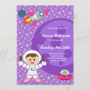 Convites Astronauta Menina Astronauta