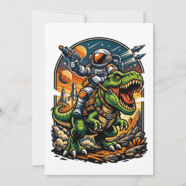 Convites Astronauta Montando um T-Rex – Dinosaur Espacial É