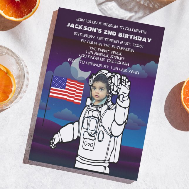 Convites Astronauta No Aniversário Do Menino Exterior Da Lu (Criador carregado)