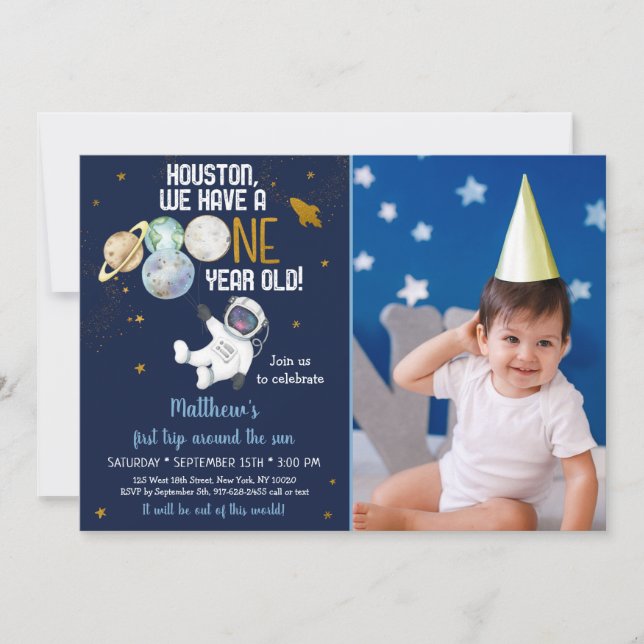 Convites Astronauta: Primeira Viagem Em Torno Do Sol Aniver (Frente)