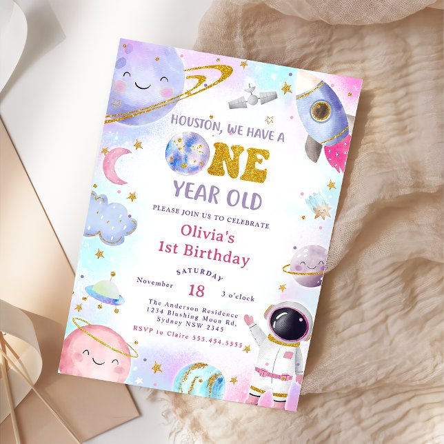 Convites Astronauta: Primeira Viagem Em Torno Do Sol Aniver (Criador carregado)