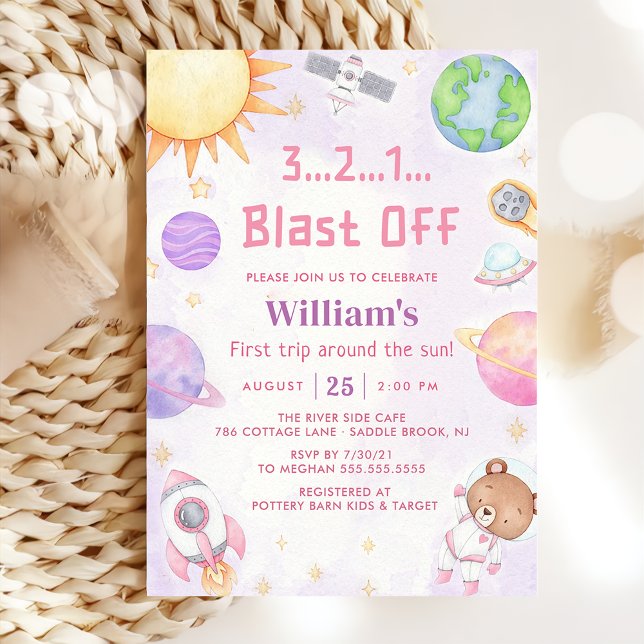 Convites Astronauta: Primeira Viagem Em Torno Do Sol Aniver (Criador carregado)