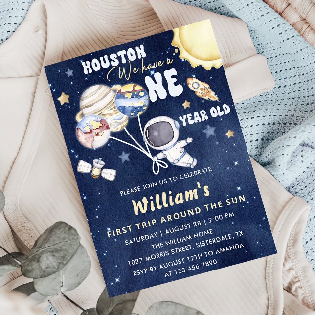 Convites Astronauta: Primeira Viagem Em Torno Do Sol Aniver (Criador carregado)