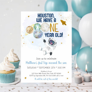 Convites Astronauta: Primeira Viagem Em Torno Do Sol Aniver