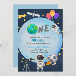 Convites Astronauta: Primeira Viagem Em Torno Do Sol Aniver