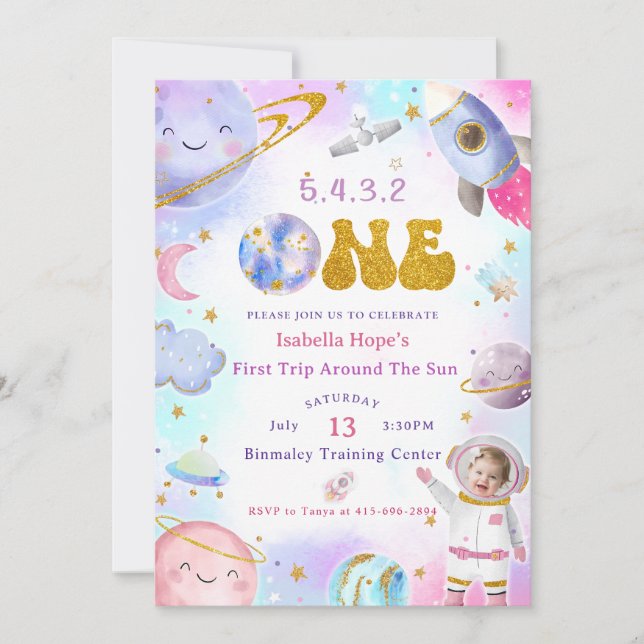 Convites Astronauta: Primeira Viagem Em Torno Do Sol Aniver (Frente)