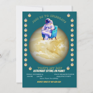 Convites Astronauta Relaxado Sentado no Planeta