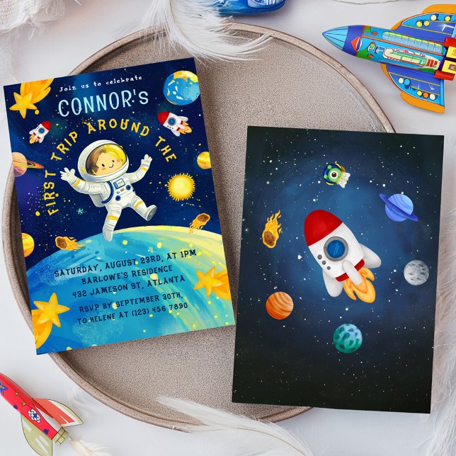 Convites Astronauta Space Rocket Planets Stars Astronauta (Astronaut Space Rocket Planets Stars Birthday Invitation)