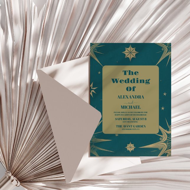 Convites Astronomia Espacial da Lua do Sol Dourada mística (Criador carregado)