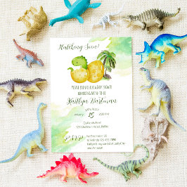 Convites Atacando em breve um dinossauro bebê verde-aquarel