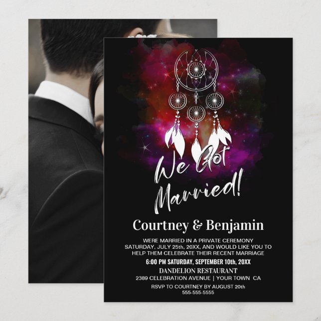 Convites Atala Recepção de Casamento Capturadora de Sonhos  (Frente/Verso)