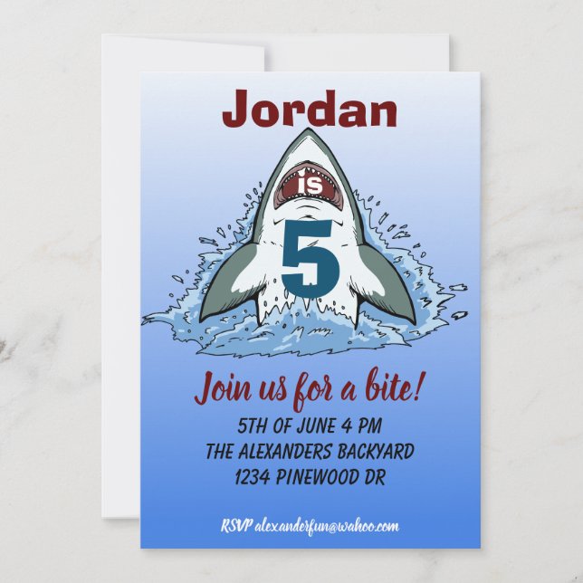Convites Ataque ao tubarão | Aniversário do Shark Invitatio (Frente)