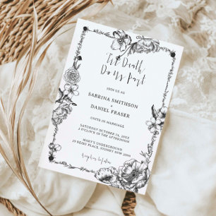 Convites Até a morte gótica Flores desenhadas à mão