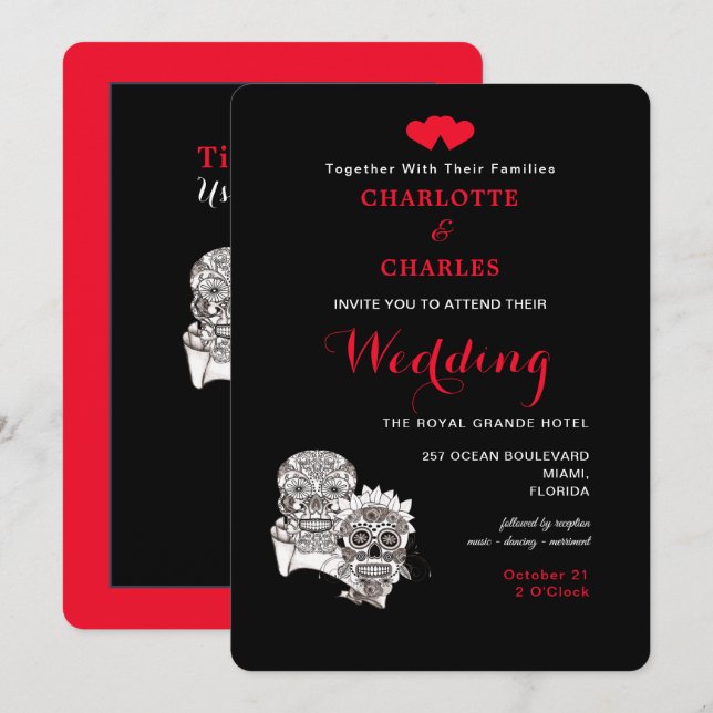 Convites Até a morte nós fazemos parte casamentos vermelhos (Frente/Verso)