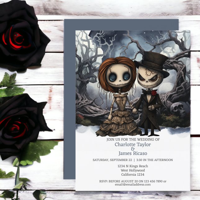 Convites Até a morte nós fazemos parte do noivo e do noivo (Till death us do part Bride and Groom Invitations from Ricaso. 

Gothic themed wedding invites)