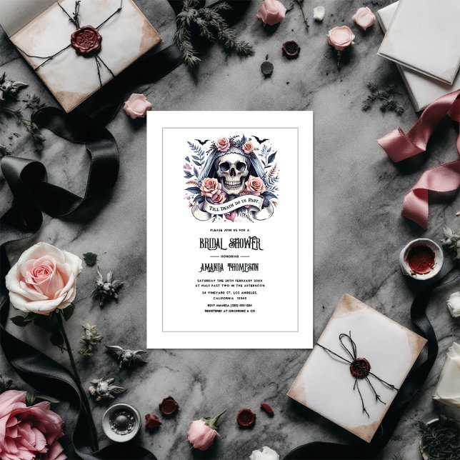 Convites "Até a morte nos separe" Chá de panela gótico ("Till Death Do Us Part" Gothic Bridal Shower Invitation)