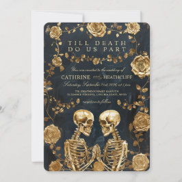 Convites ATÉ A MORTE - Skeletons DOURADOS e Casamento Rosa