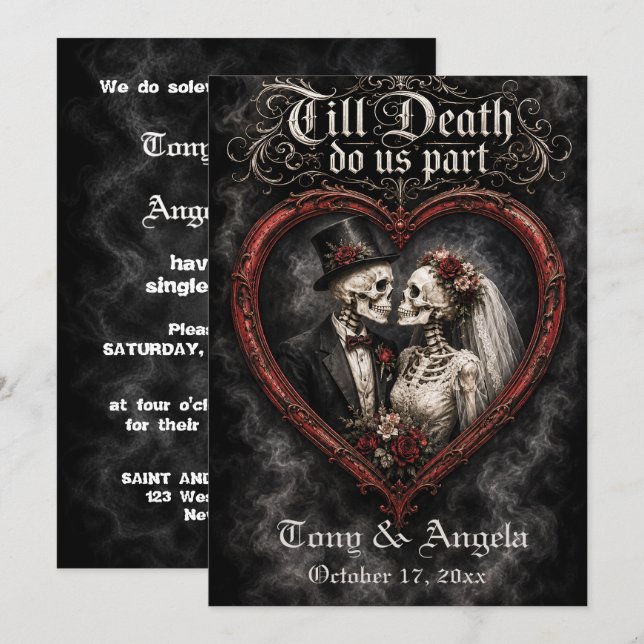 Convites Até que a Morte nos Separe Casamento (Frente/Verso)